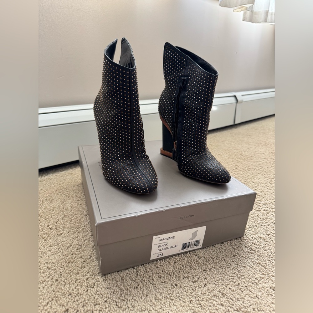 Black and Gold Studded BCBG booties